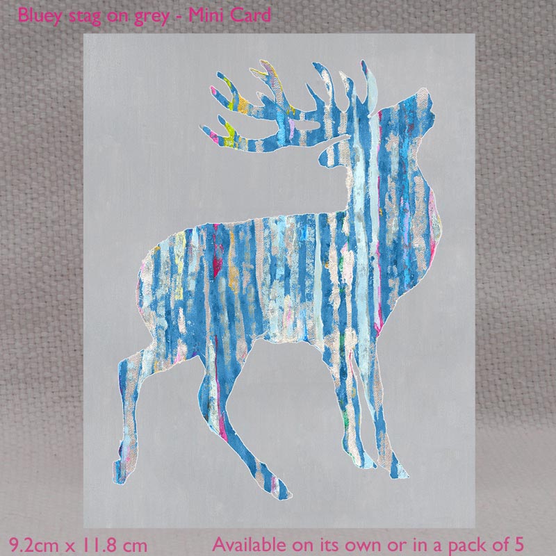 MINI CARDS - Bluey Stag on Grey 