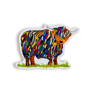 TINY image bright highland cow magnet on white