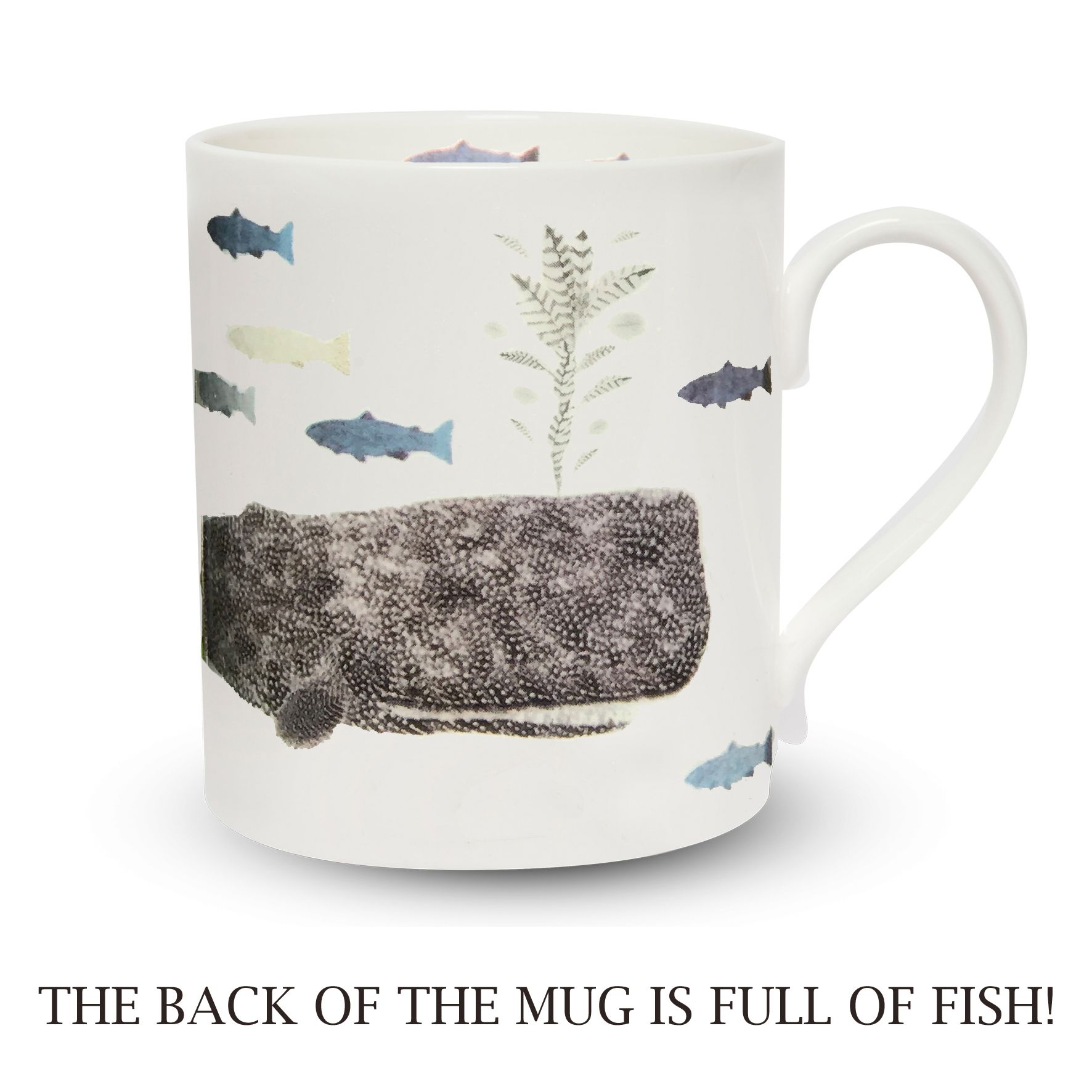mug pop white whale with writing