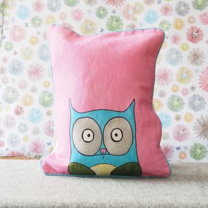 RECTANGULAR CUSHION - Owl on Pink  (Avail R1F0; 05/24)