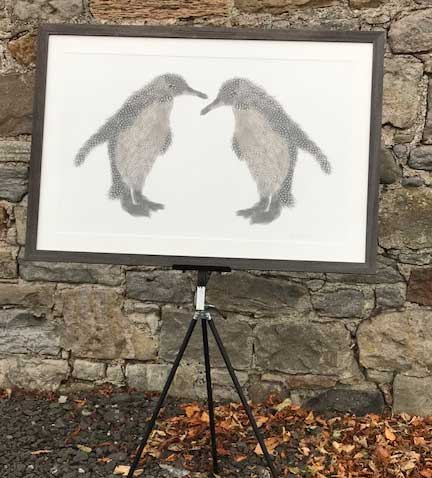 Penguin Pair Print - on stand Deposit for Penguin Pair Print - please read description for total.