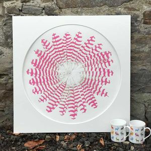 Deposit for 'Feather Circles Dark Pink and Silver' Print - please read description for total.