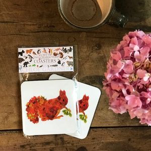 COASTER - Set of 2 - LEAF SQUIRREL