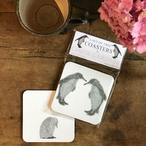COASTER - Set of 2 - Penguin AND BABY Design