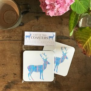 COASTER - Set of 2 - Blue Deer Design