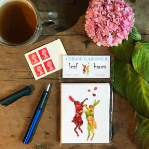 CARD MINI PORTRAIT PACK - Autumn Leaf Hares design