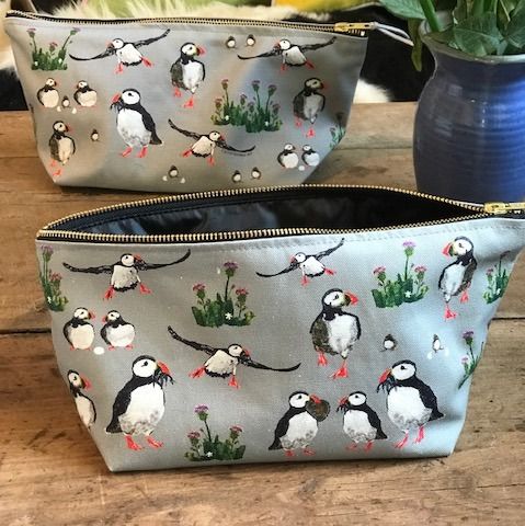 Washbag - Puffins in Grey Washbag - Puffins in Grey