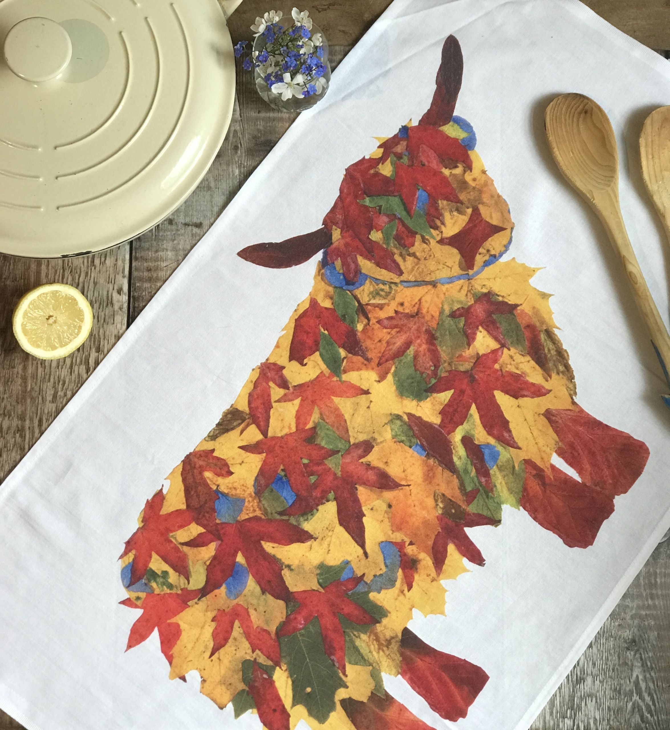 tea towel loose LHC leaf cow
