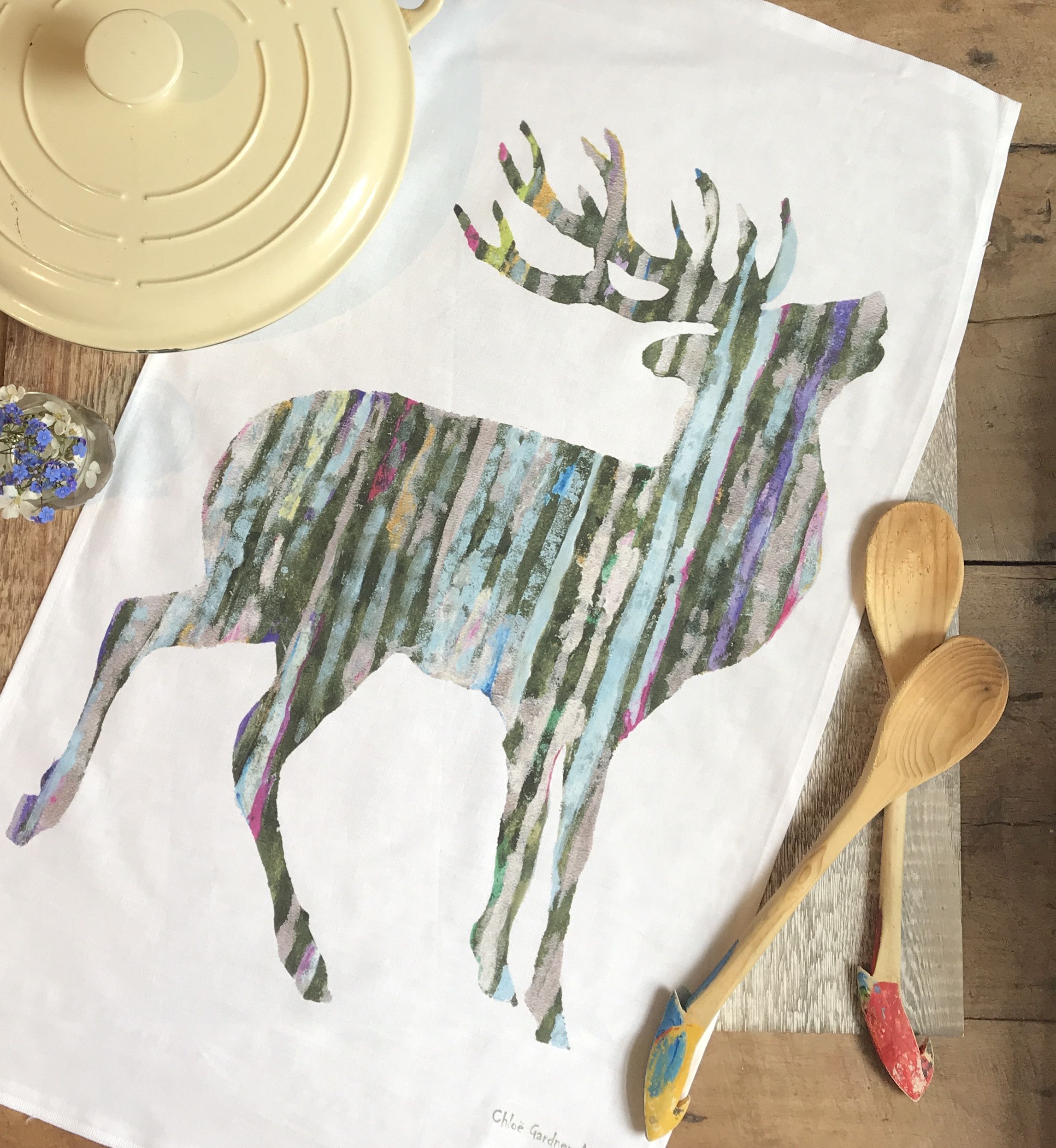 tea towel loose silvery stag B