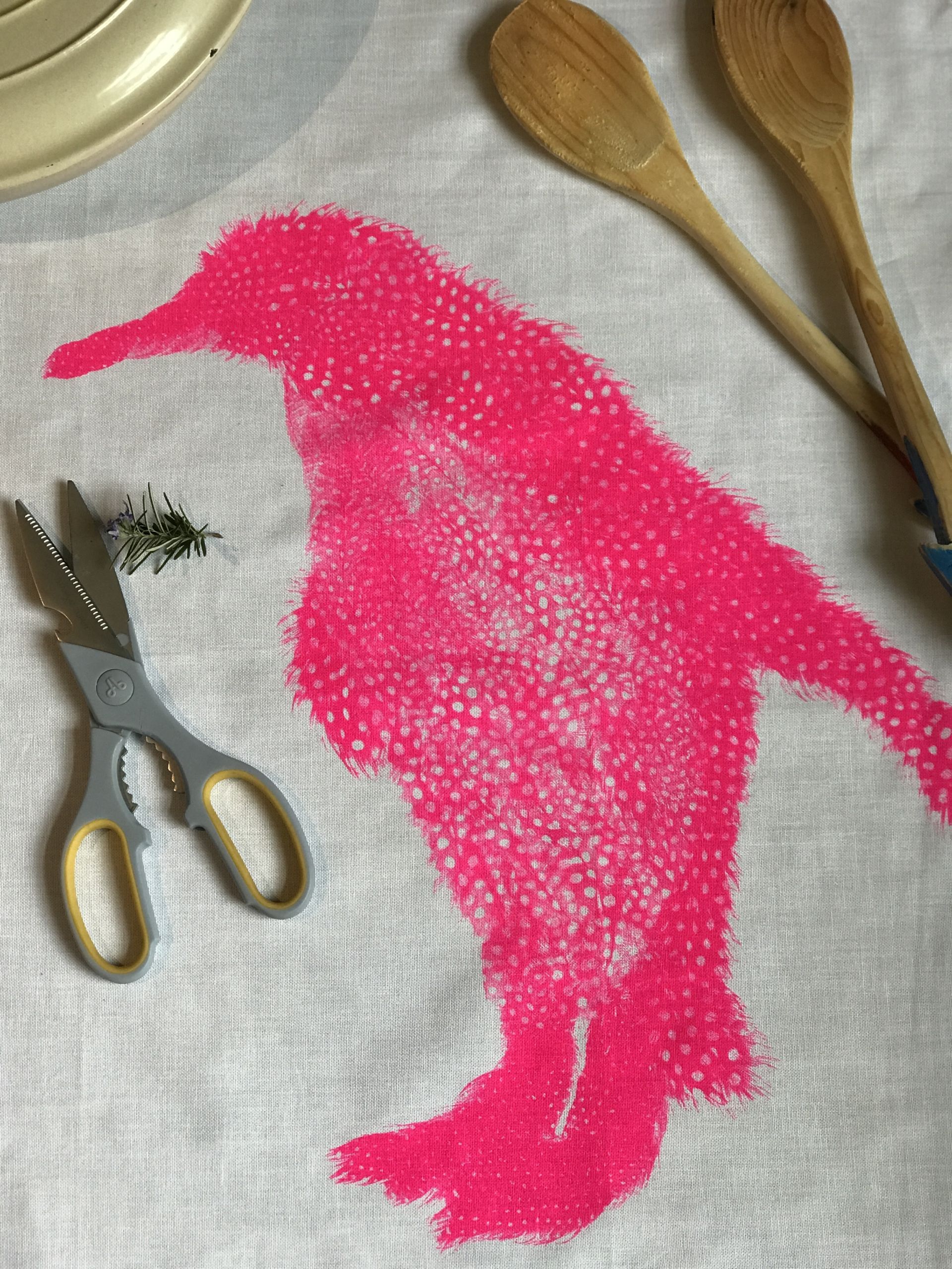 tea towel loose fluoro penguin