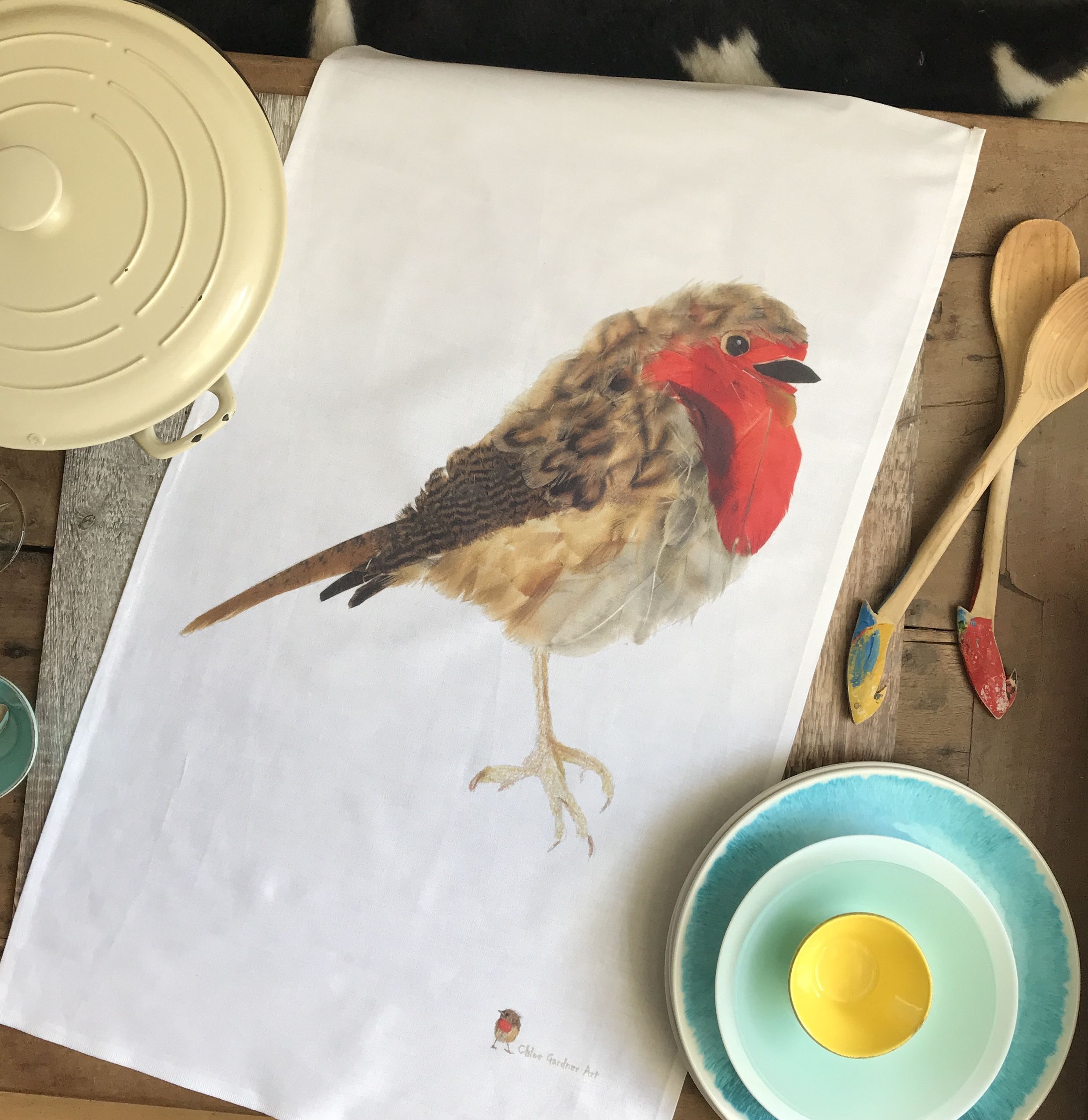 tea towel loose robin b