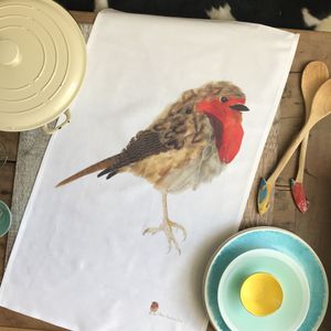 TEA TOWEL IN A GIFT BAG - Feather Robin