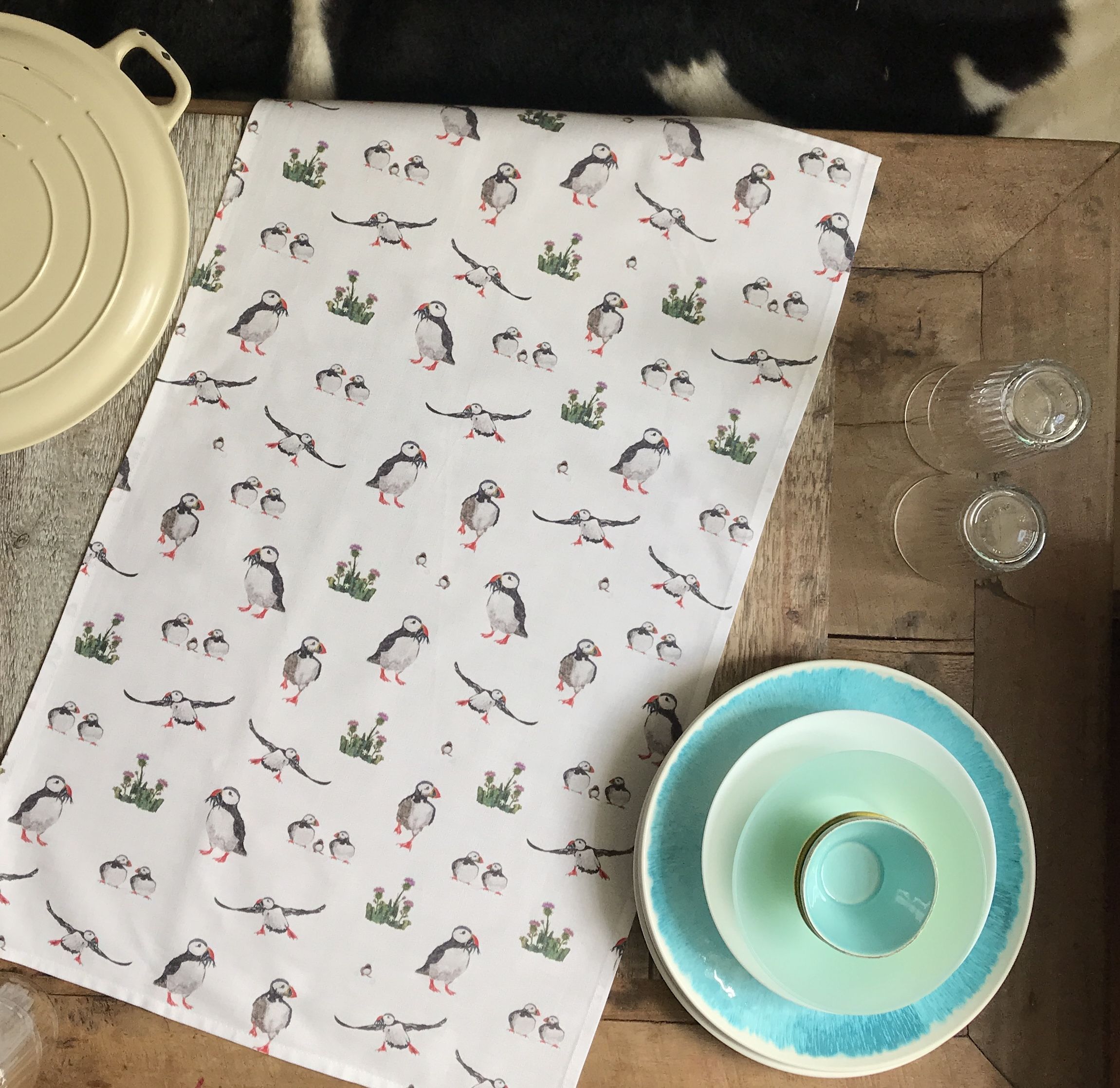 tea towel loose puffin repeat