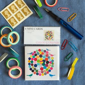 MINI SQUARE CARD PACK - Circles and Birds design