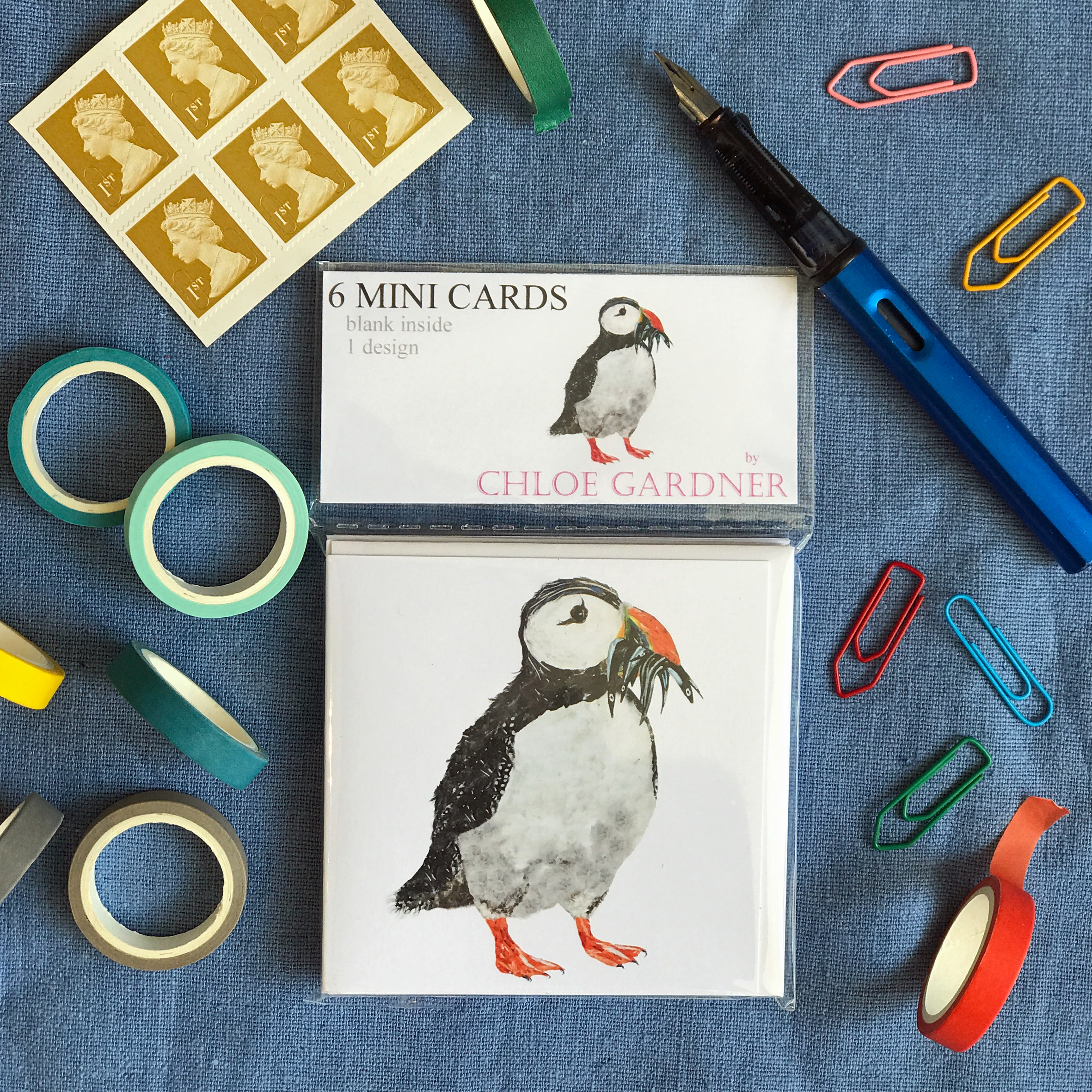 MINI SQUARE CARD PACK - Puffin Design