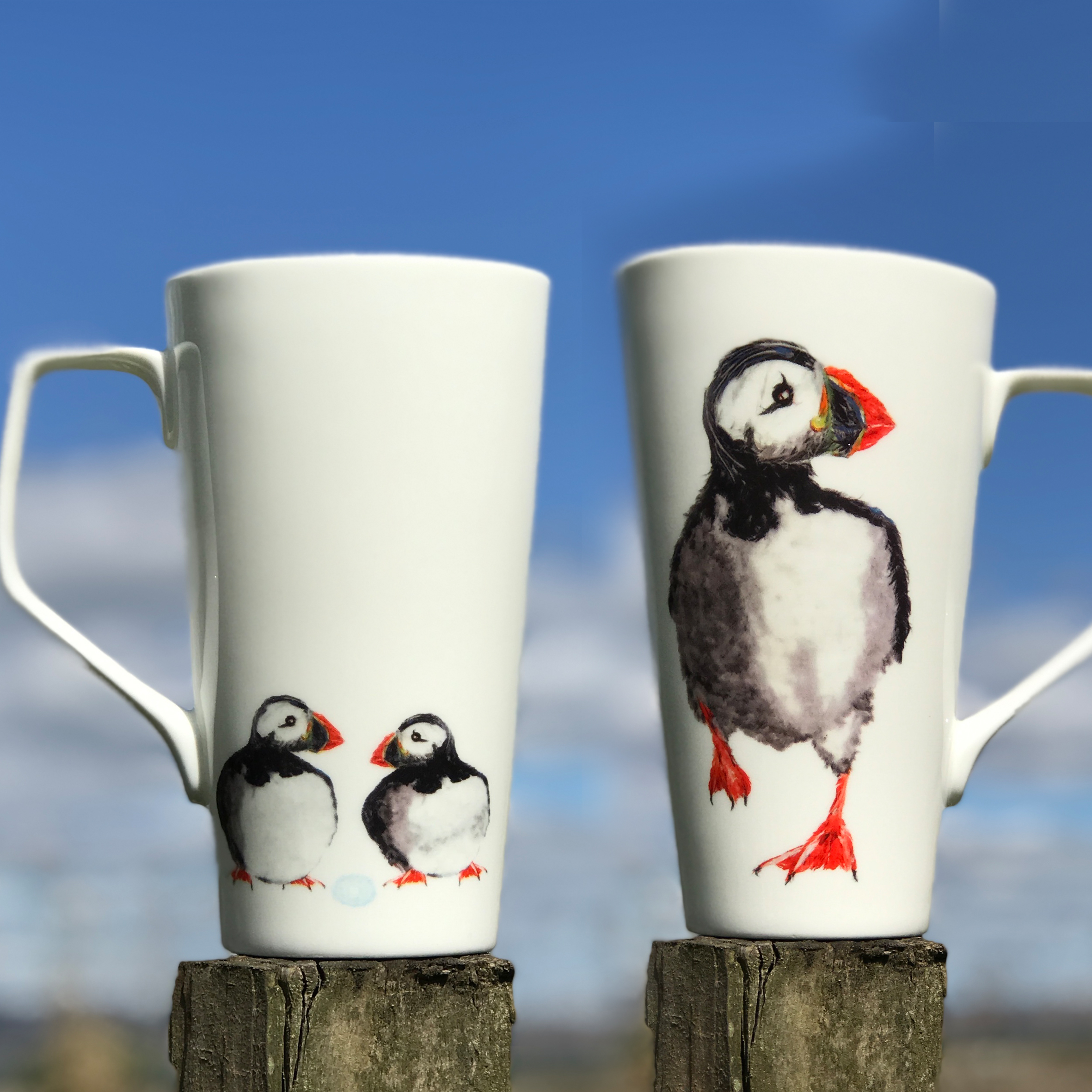LATTE MUG - PUFFIN RUNNING Design