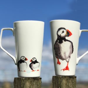 LATTE MUG - PUFFIN RUNNING Design
