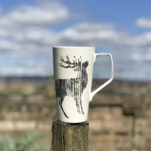LATTE MUG - SILVERY STAG Design