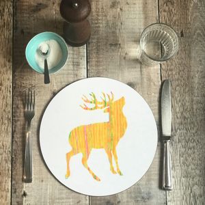 ON SALE - ROUND TABLEMAT - Yellow Stag