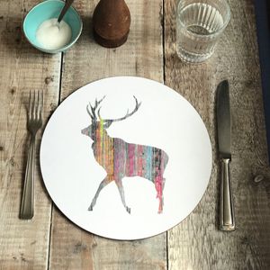 ON SALE - ROUND TABLEMAT - Greyish Pink Young Buck