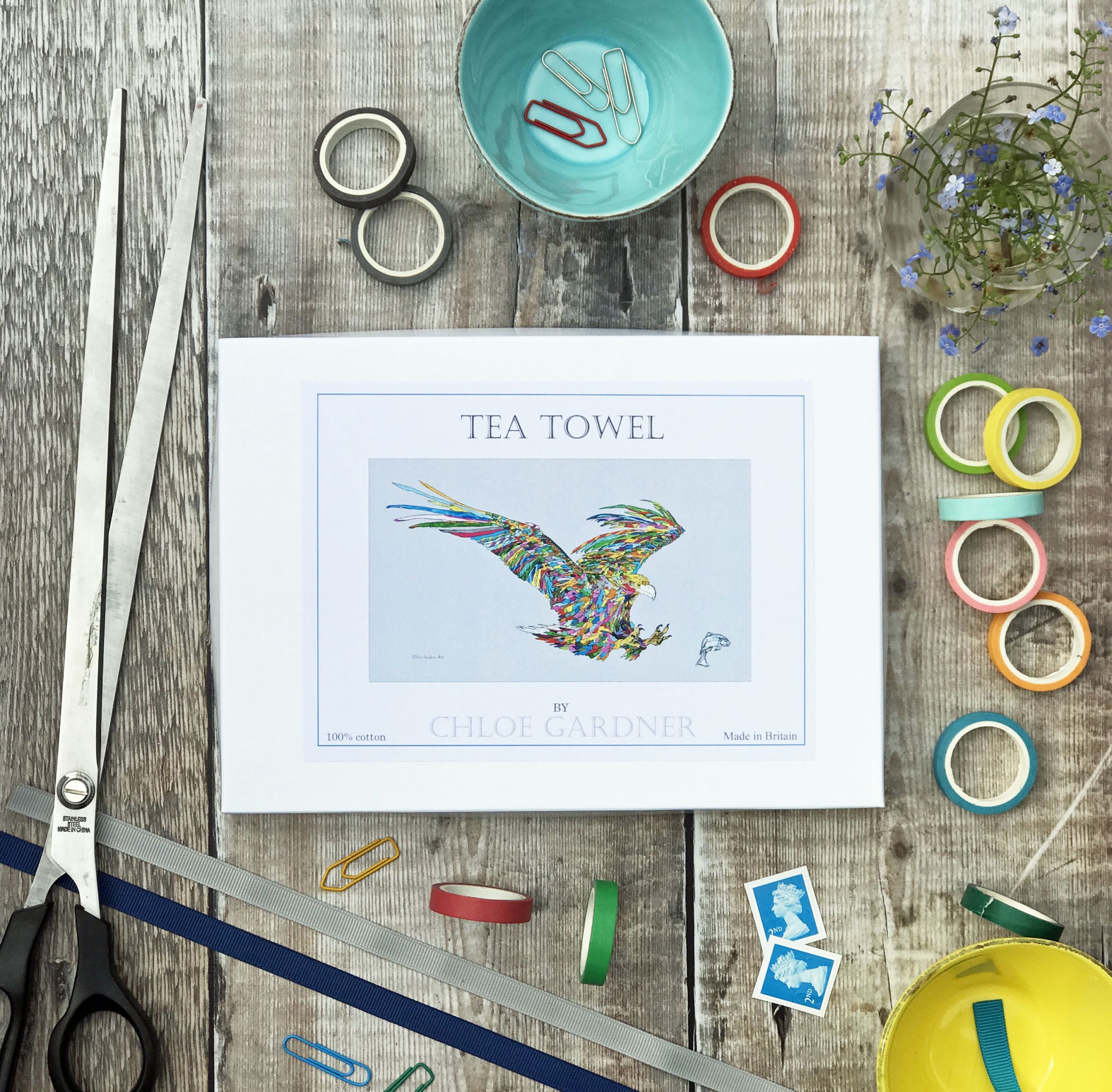 TEATOWEL BOXED EAGLE