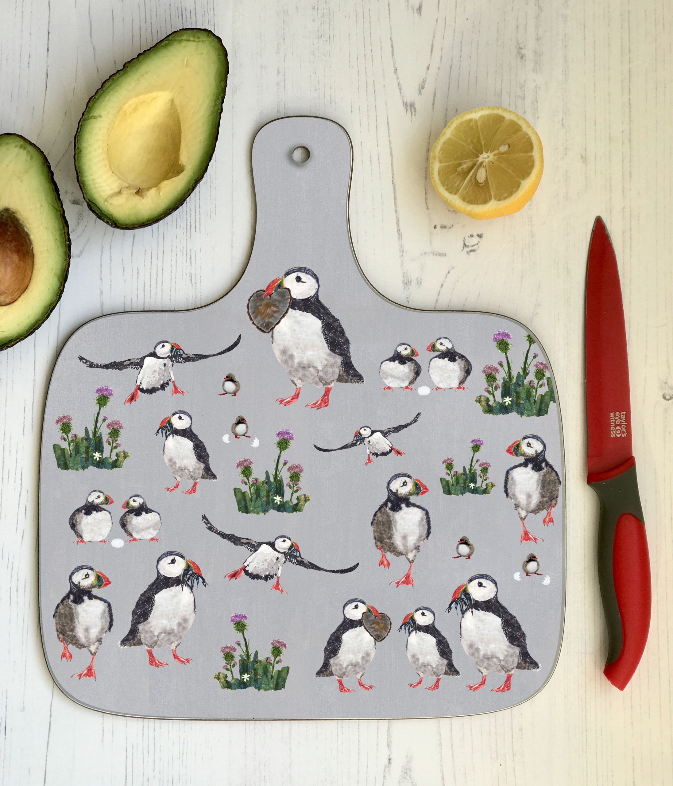chopping board medium puffin repeat