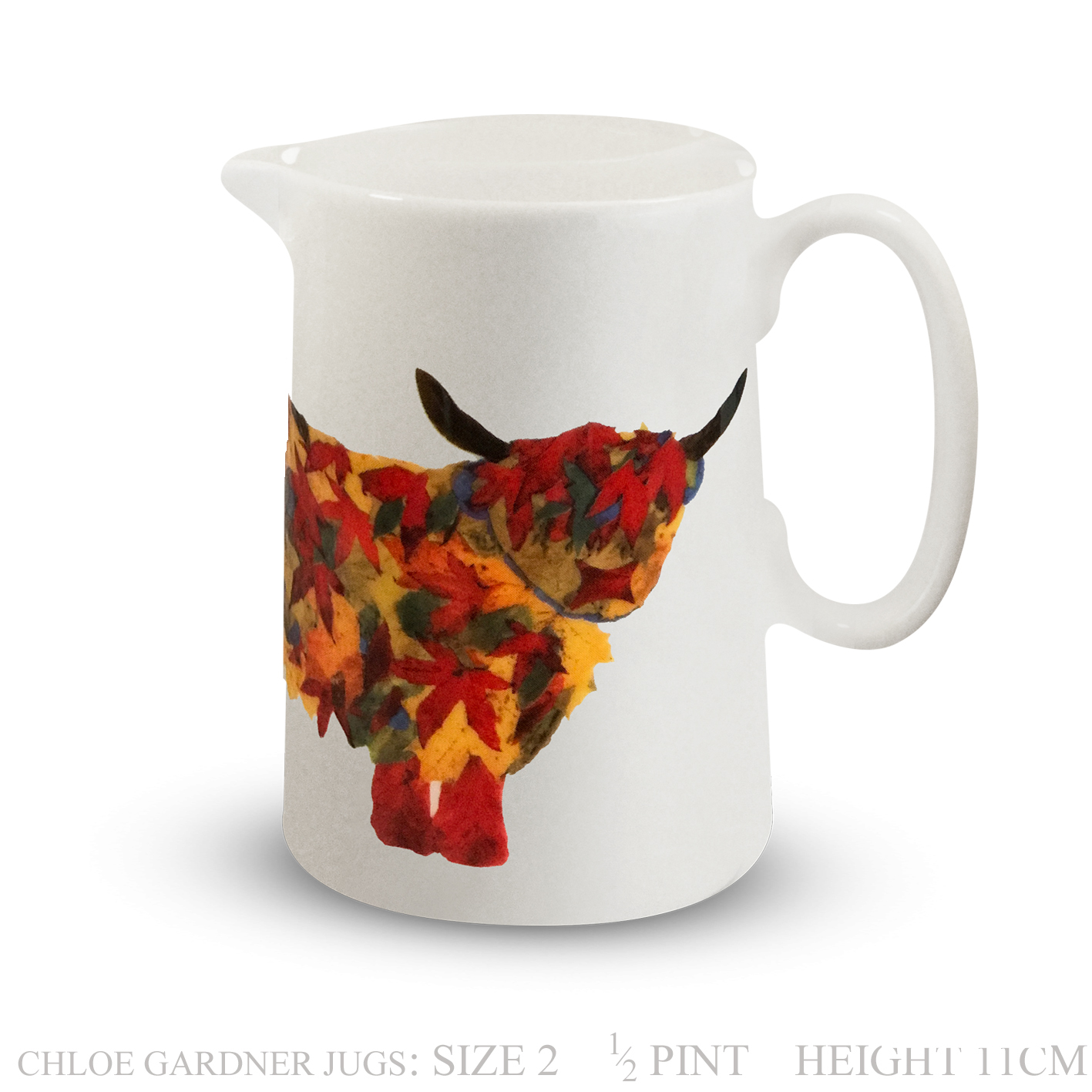 Jug - Half pint - LEAF HIGHLAND COW Design