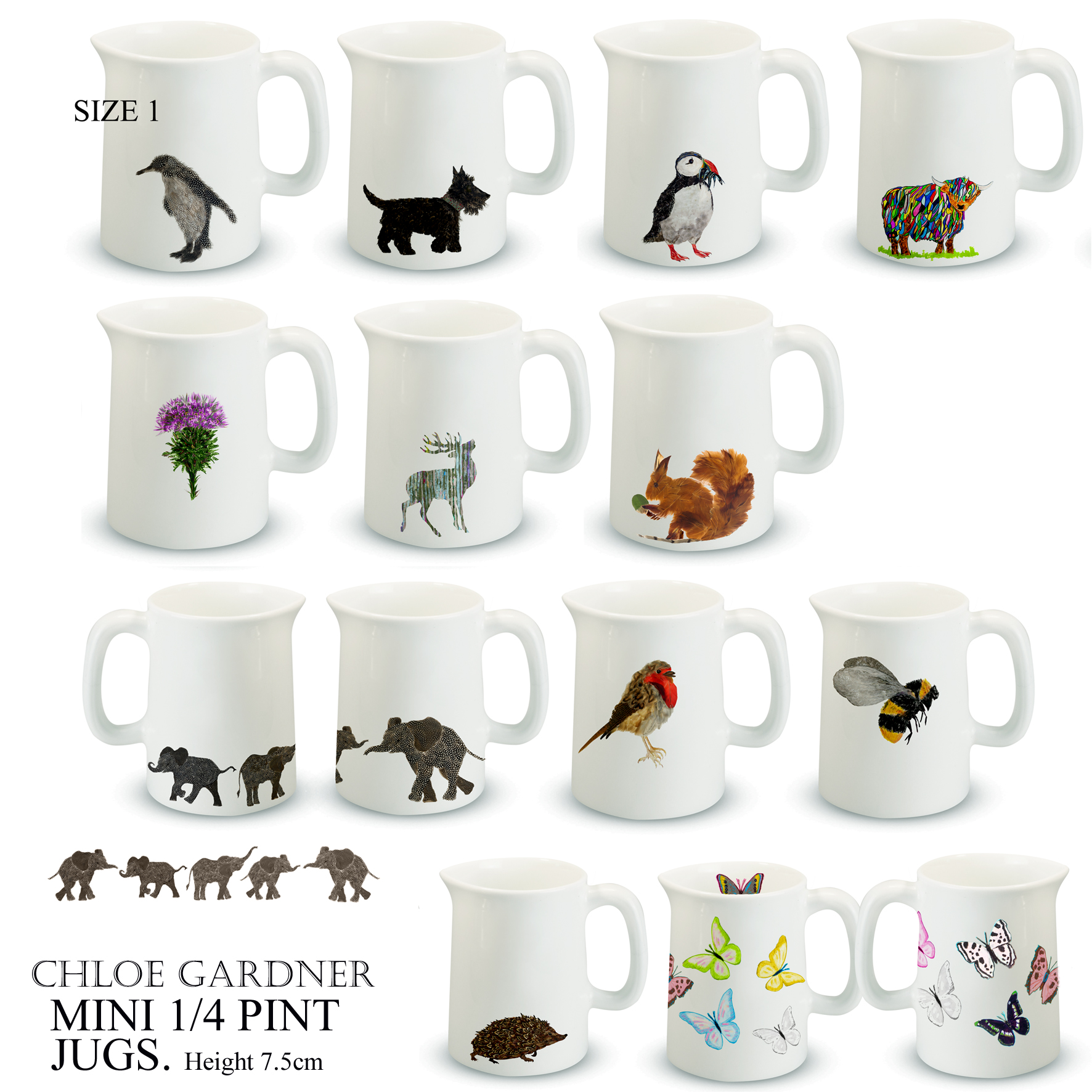 Size 1 - Mini Quarter pint jugs