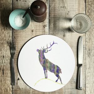 ON SALE - ROUND TABLEMAT - Purple Young Buck on Hill