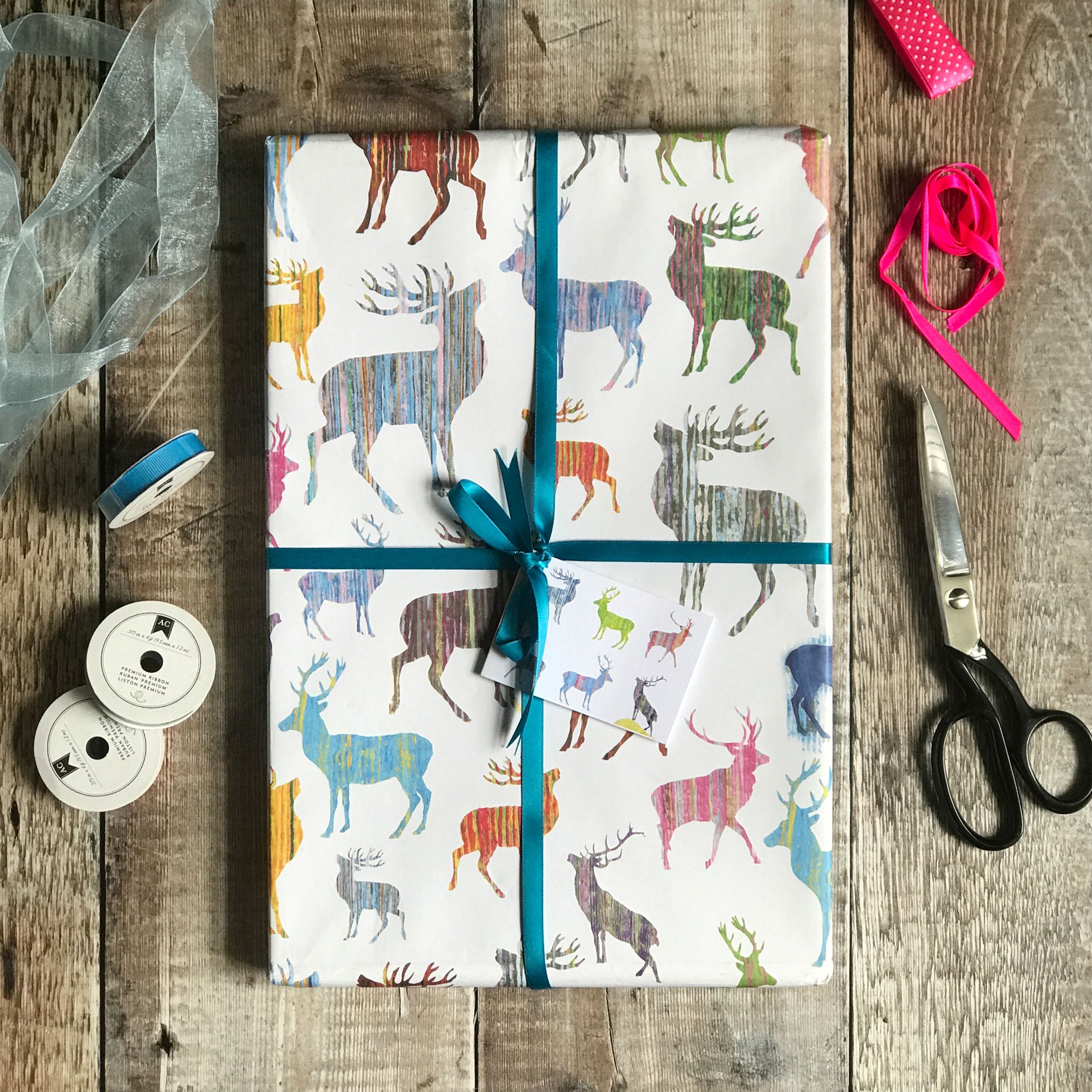 wrapping paper stags square image