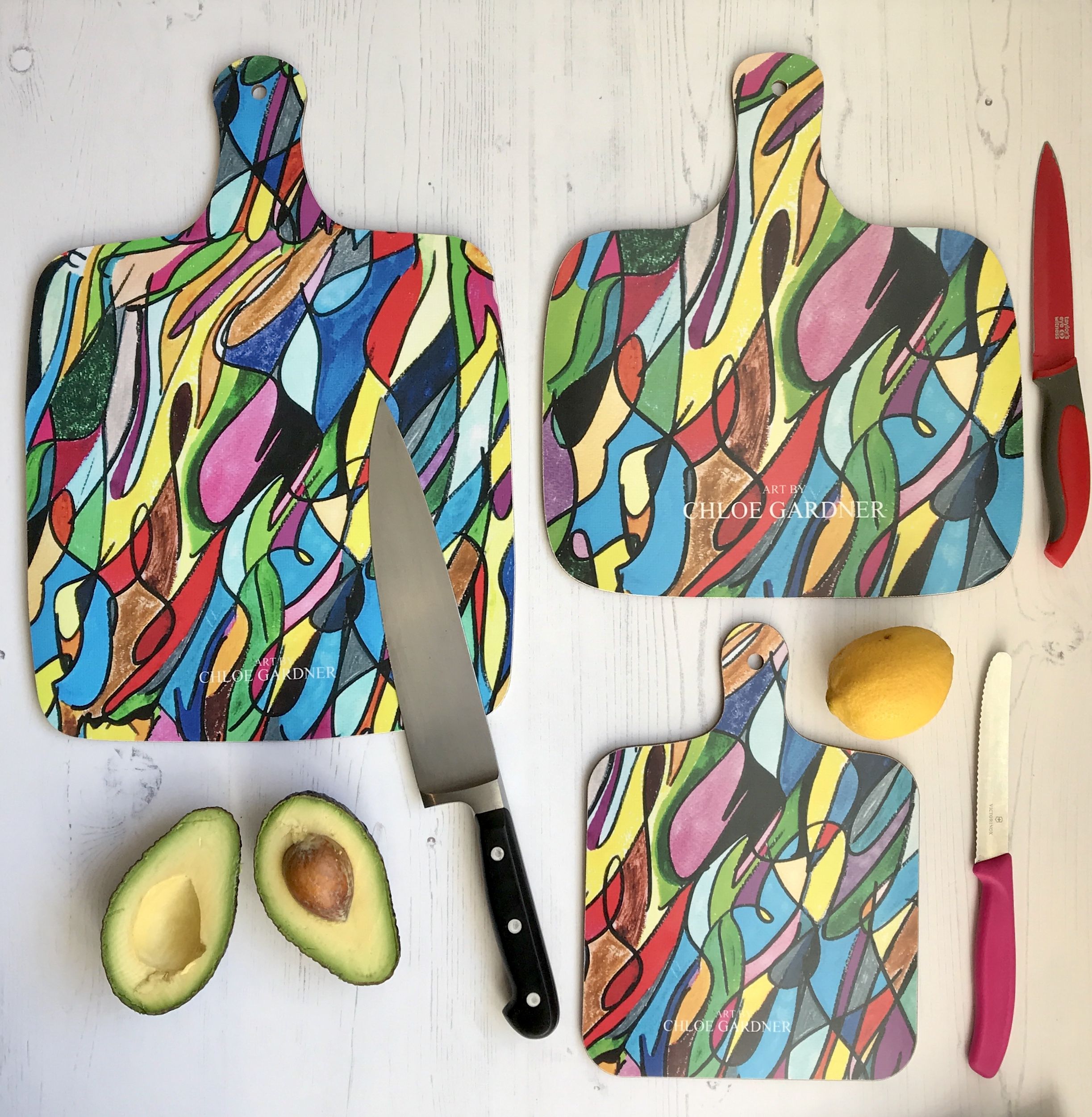 Chopping board all sizes bright coloured backs