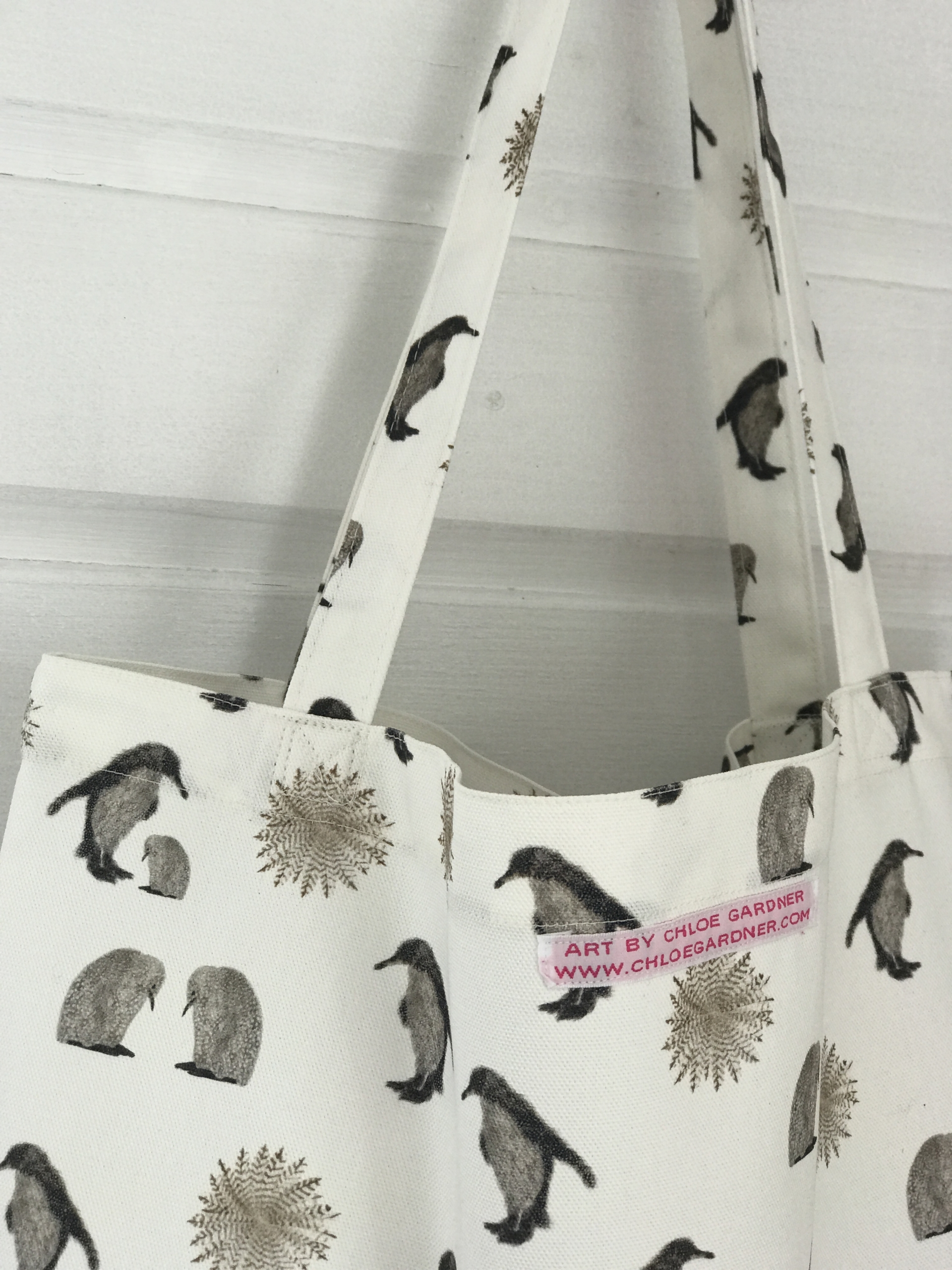 Large Bag - Penguins Repeat with Penguin Handles