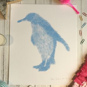 Screen Print Edition of 5- Flouro blue penguin Medium