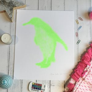 Screen Print Edition of 5- Flouro green penguin Medium
