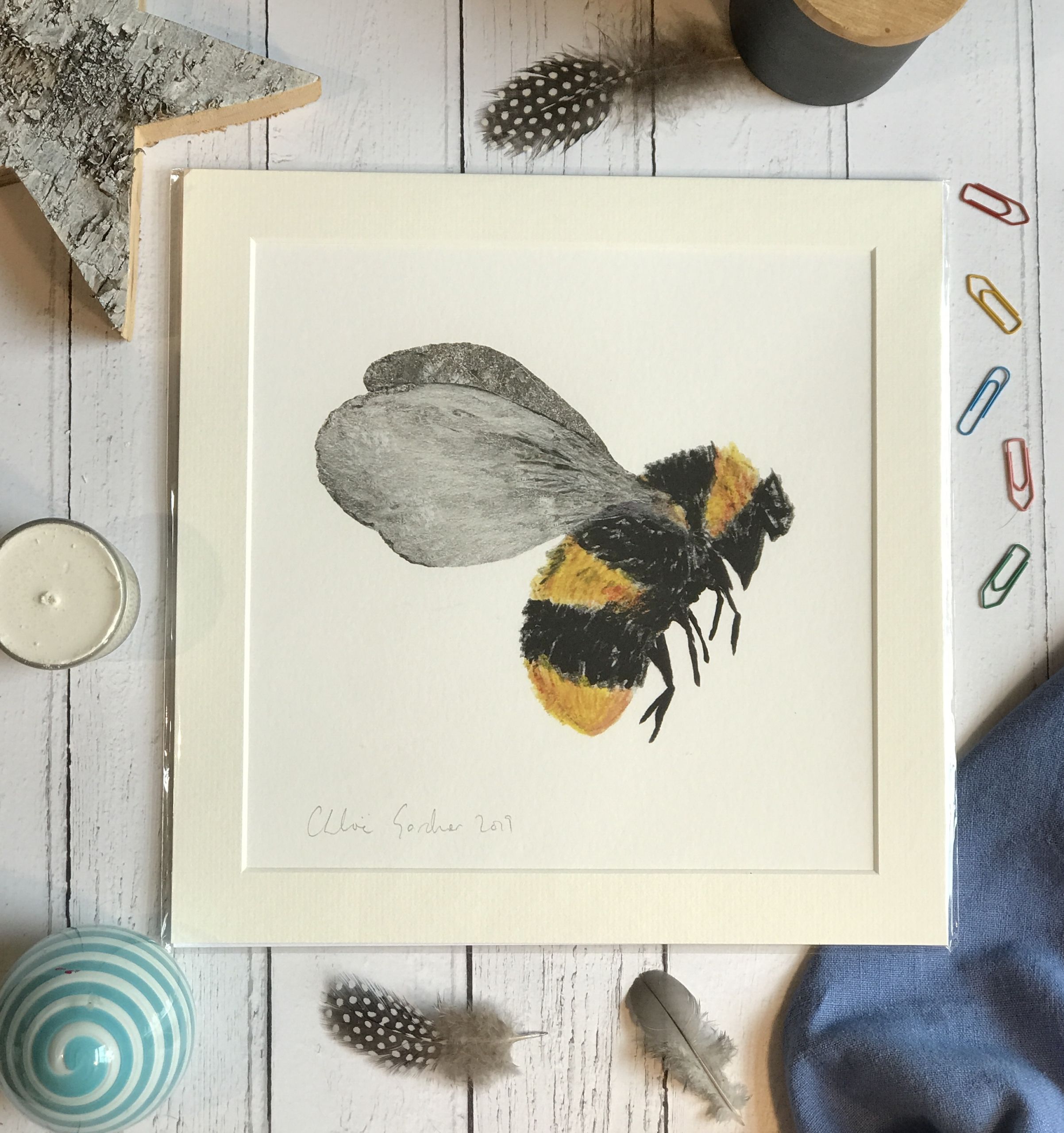 Unframed Print - Square in a mount and bag for 12 inch frame - BEE (Avail:2 04/26)