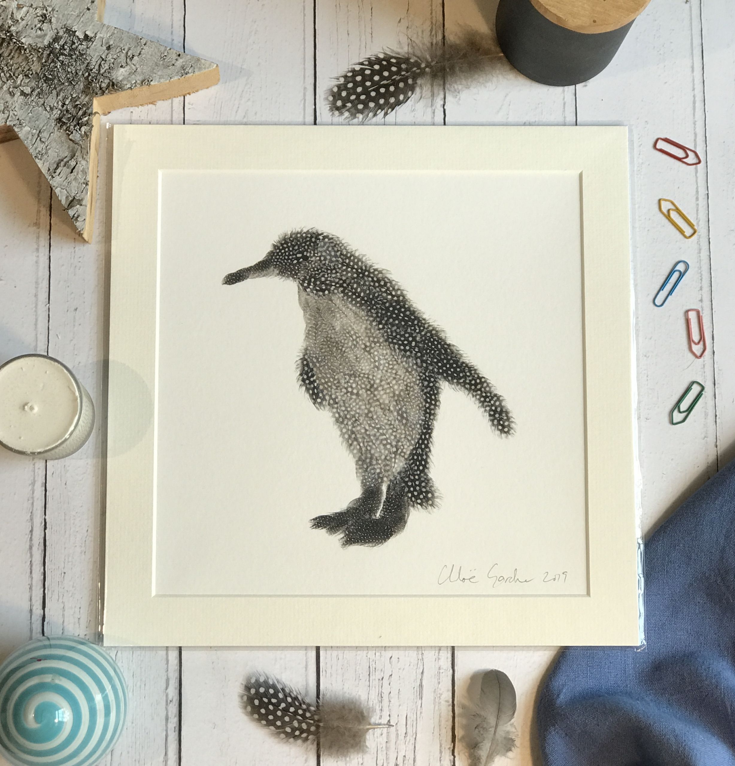 Mini Print - Square in a mount and bag for 8 inch frame - Penguin (Avail:3 (04/26)