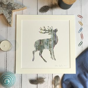Mini Print - Square in a mount and bag for 8 inch frame - Silvery grey stag  (Avail:6 (04/26)