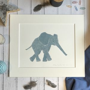 Screen Print Edition of 5- Small- Farrow & Ball A Elephant facing right with an out stretched trunk