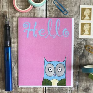 CARD PACK - Hello Owl design on Pink