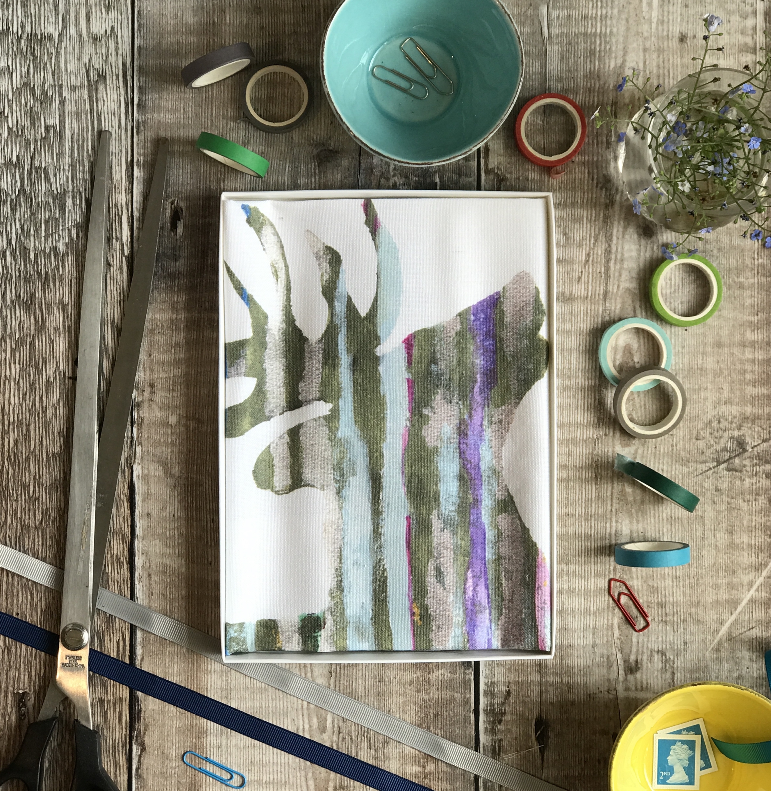 tea towel folded in an open box stag