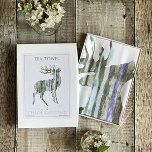 A GIFT BOXED TEA TOWEL - Single Stag Design