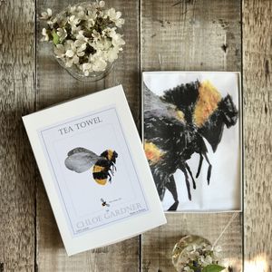 A GIFT BOXED TEA TOWEL -  Bee Design