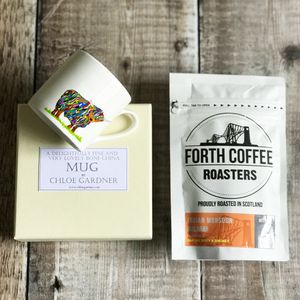 Coffee Gift Set - Bright Highland Cow Espresso Mug (with Coffee)