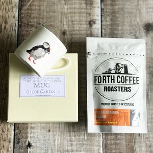 Coffee Gift Set - Puffin Espresso Mug (with coffee)