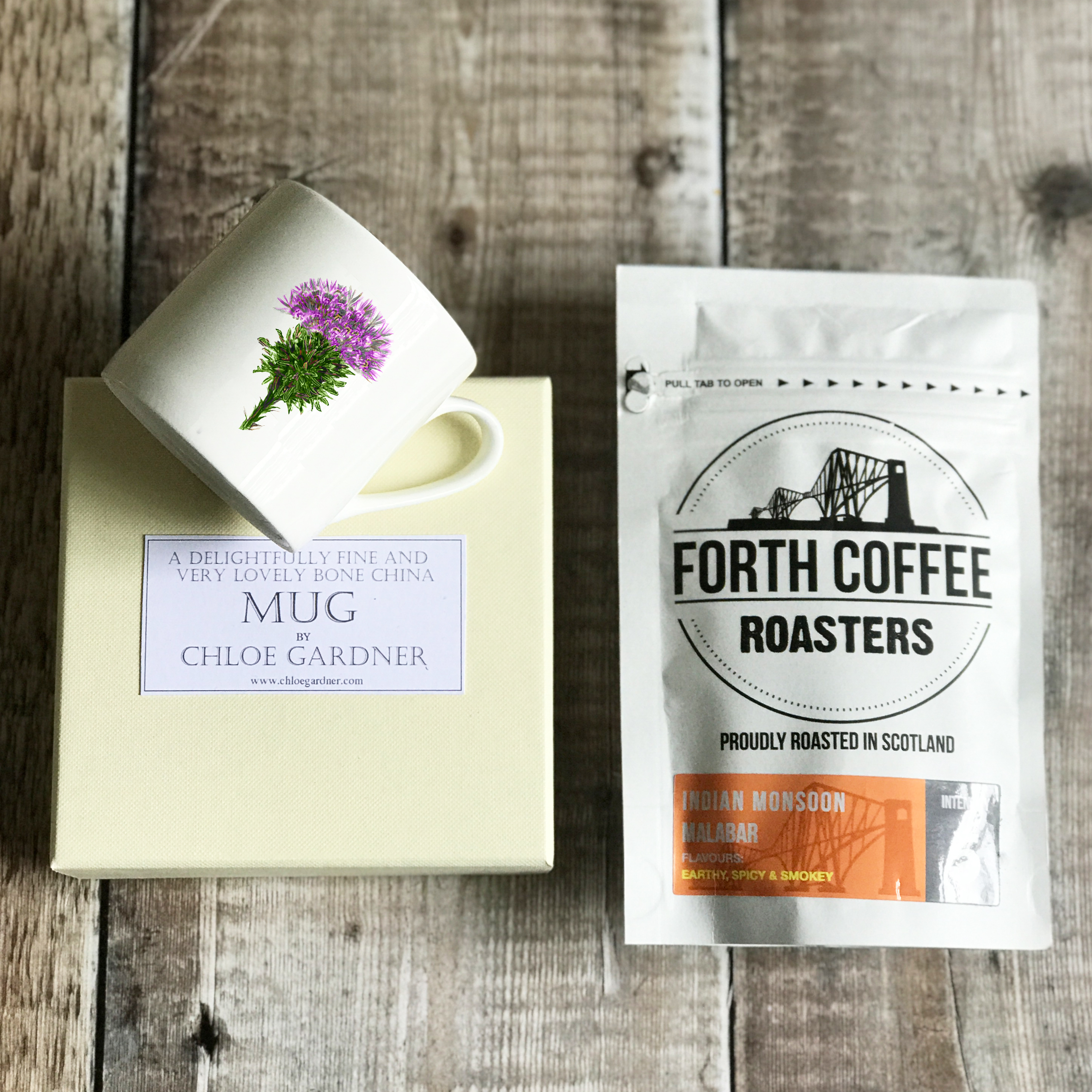 Coffee Gift Set - Thistle Espresso Mug (with Coffee)
