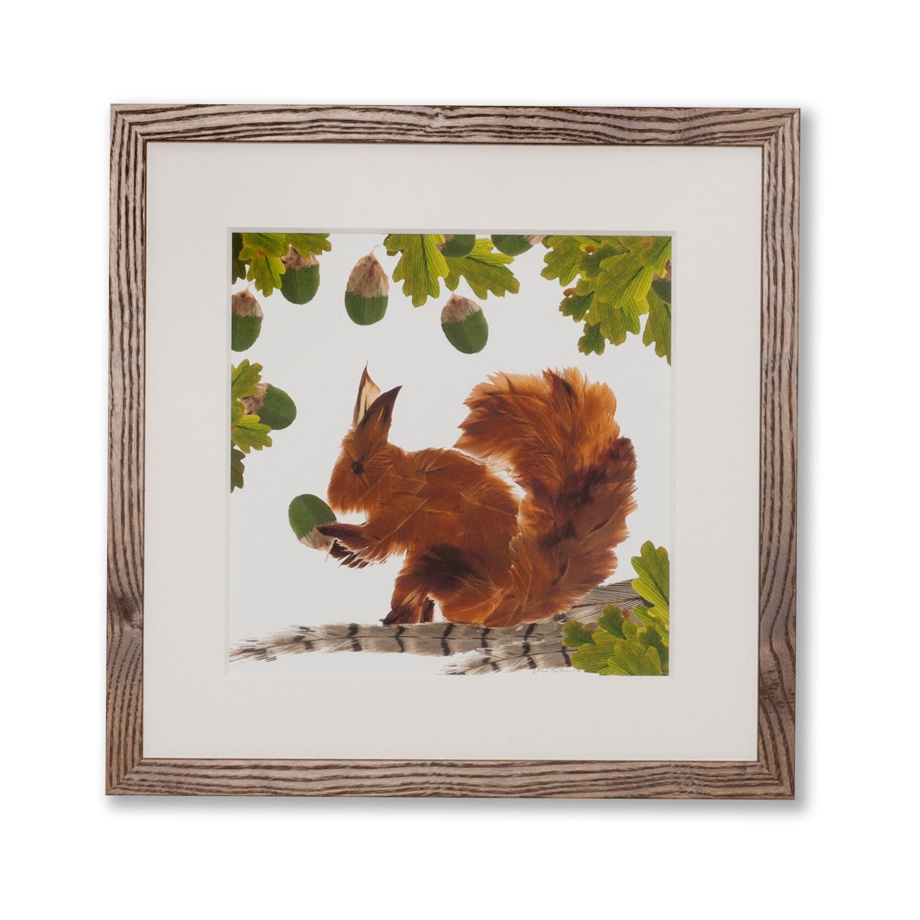 feather squirrel with leaves and acorns product photo