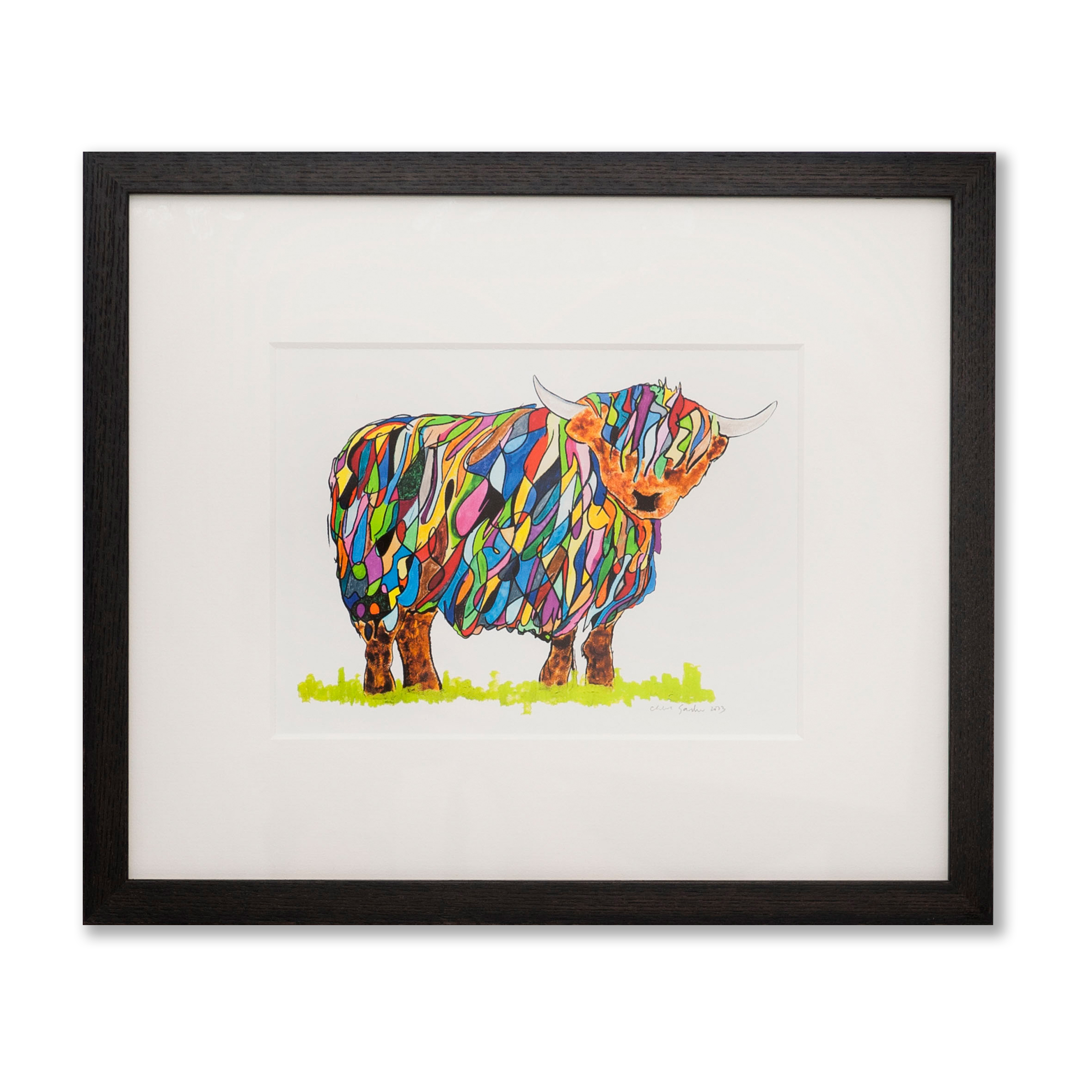 Order a Bright Multi-coloured Highland Cow Print - various sizes