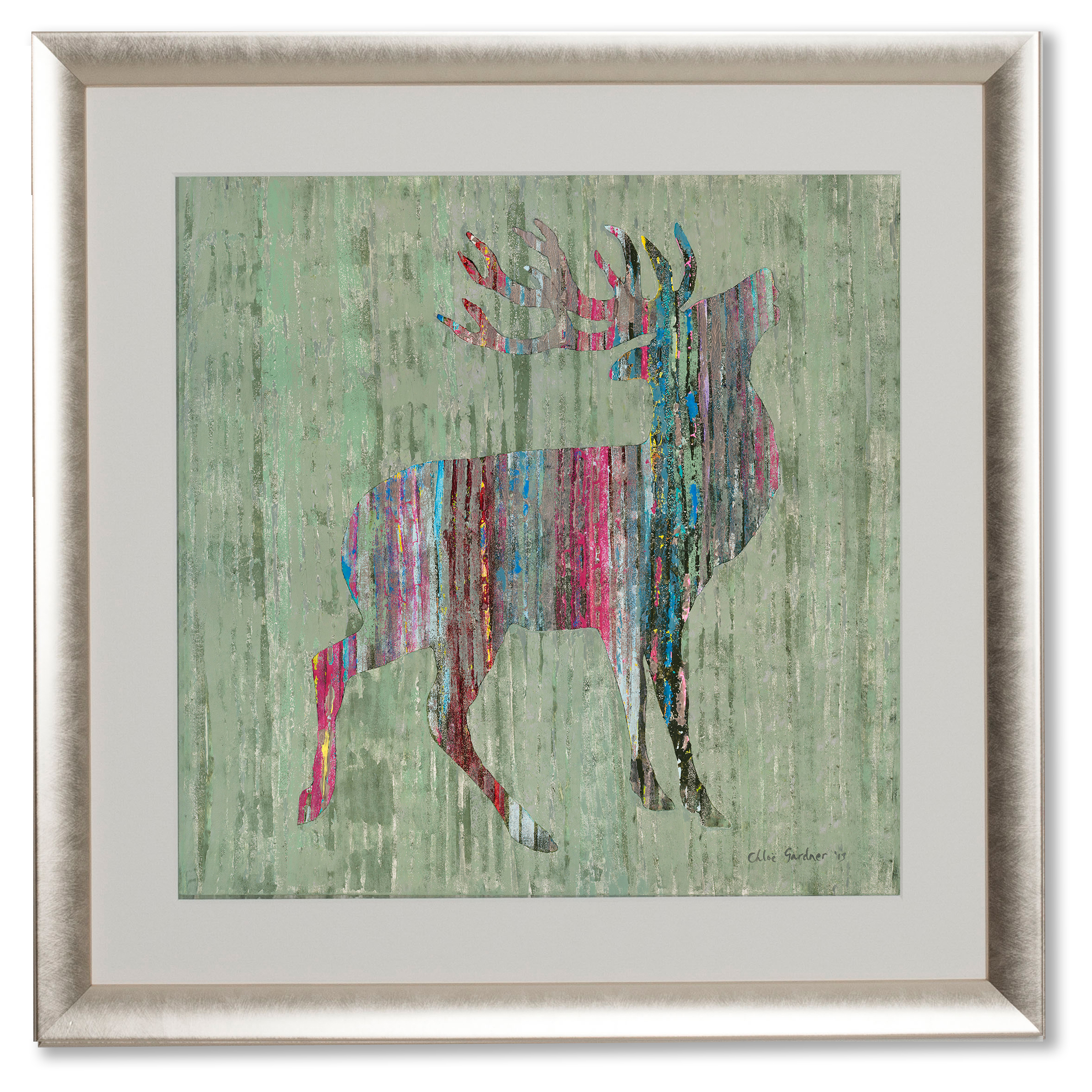 Order a silver Stag in the driech Print  - various sizes available