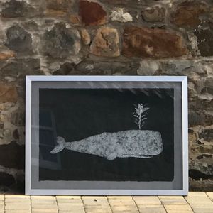 Screen Print Edition of 4- Silver version of the feather whale