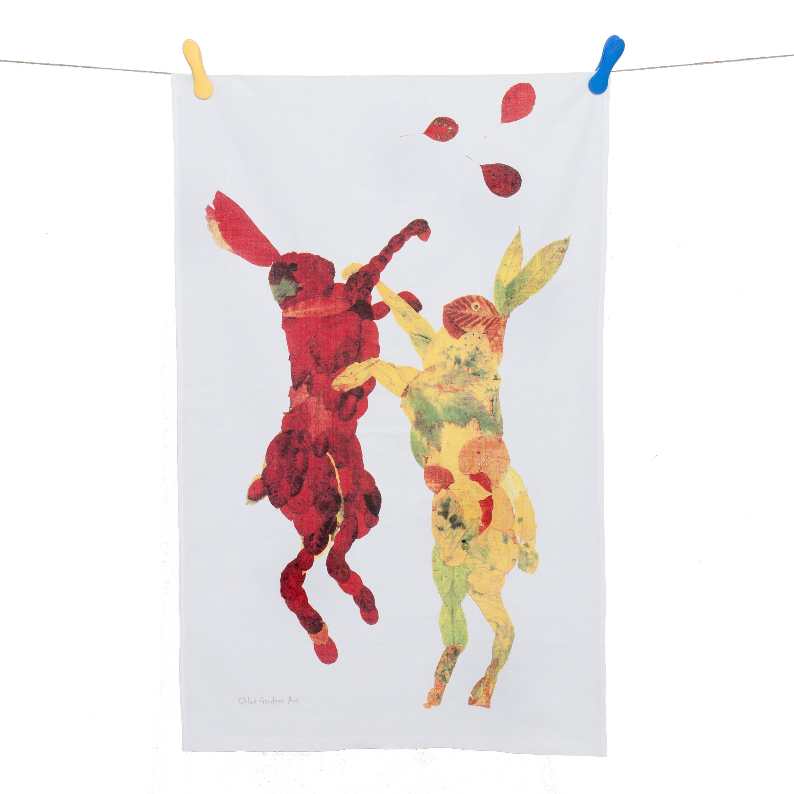 tea towel hanging hares ALH